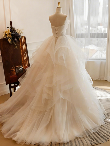 New Arrival Wedding Dress Sweetheart Pleated Tulle Wedding Dress  D3804