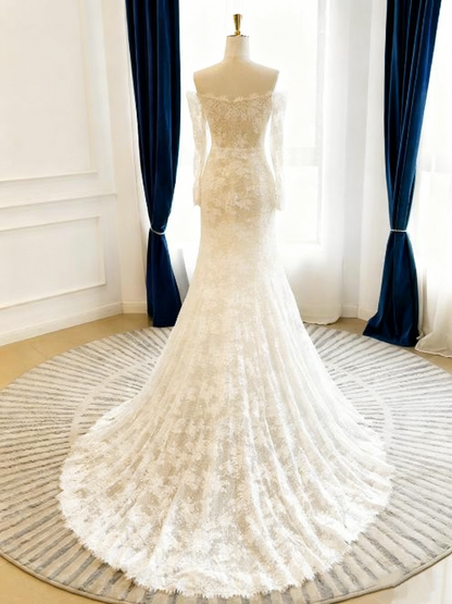 Pretty Wedding Dress Strapless Pleated Mermaid Wedding Dress      D3828