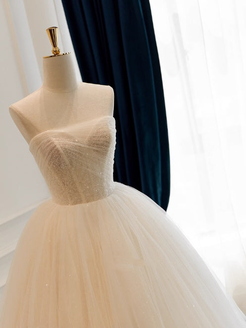 Pretty Wedding Dress Strapless Pleated Tulle Wedding Dress  D3837