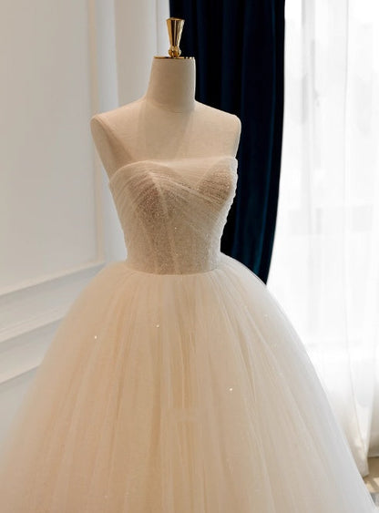 Pretty Wedding Dress Strapless Pleated Tulle Wedding Dress  D3837