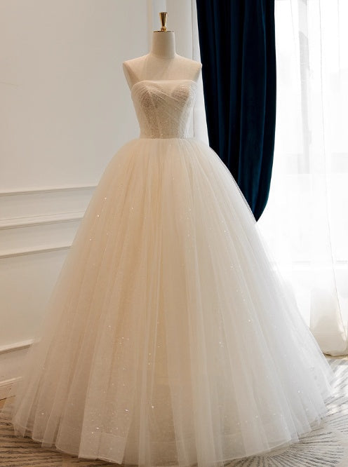 Pretty Wedding Dress Strapless Pleated Tulle Wedding Dress  D3837