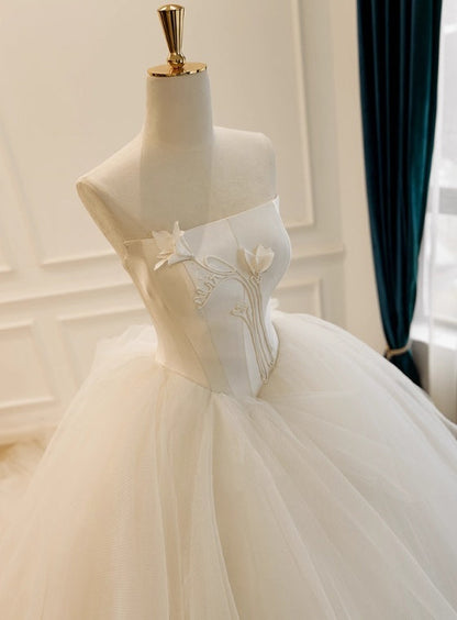 New Design Wedding Dress Strapless Pleated Tulle Wedding Dress  D3843