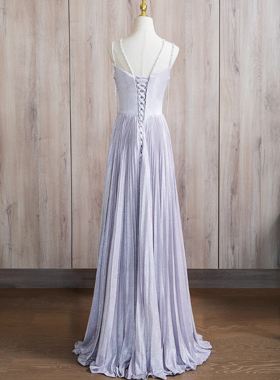 Pretty Prom Dress Spaghetti Straps Pleated Evening Dress Gala Dress Birthday Outfits   D3845