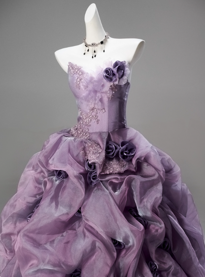 New Arrival Prom Dress Strapless Pleated Tulle Ball Gown Sweet 16 Dress Evening Dress  D3849