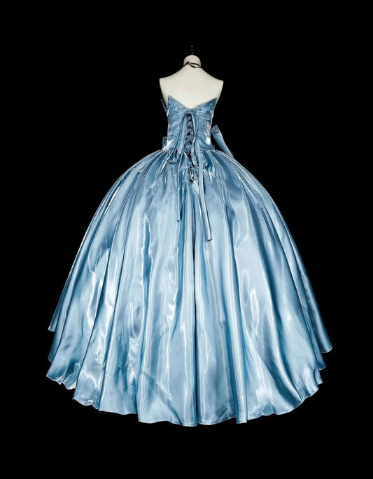 Pretty Prom Dress Strapless Pleated Ball Gown Evening Dress Sweet 16 Dress    D3873