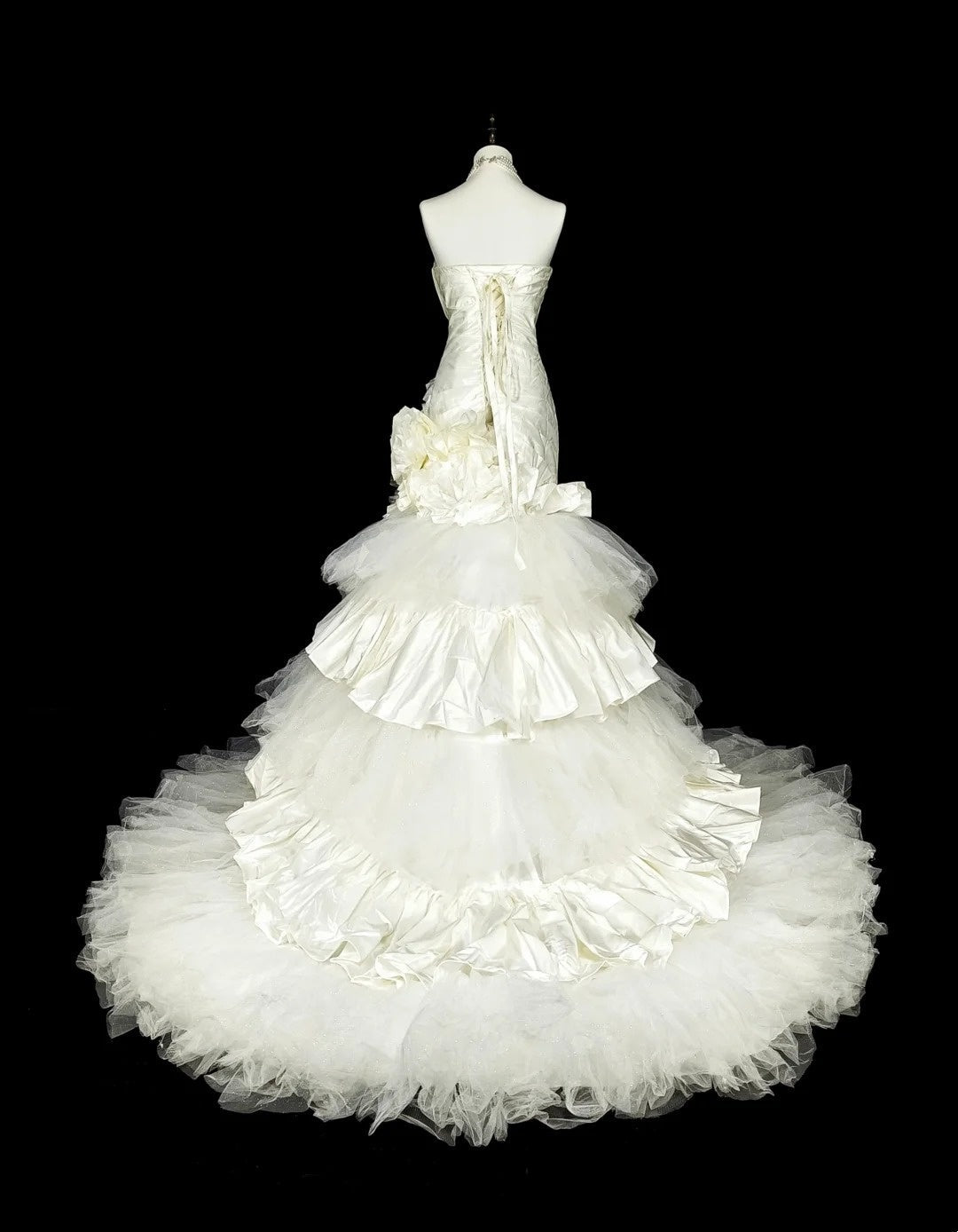 Retro Wedding Dress Strapless Pleated Tulle Mermaid Wedding Dress  D3881