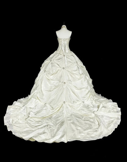 Retro Wedding Dress Strapless Pleated Wedding Dress  D3886