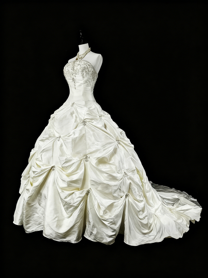 Retro Wedding Dress Strapless Pleated Wedding Dress  D3886