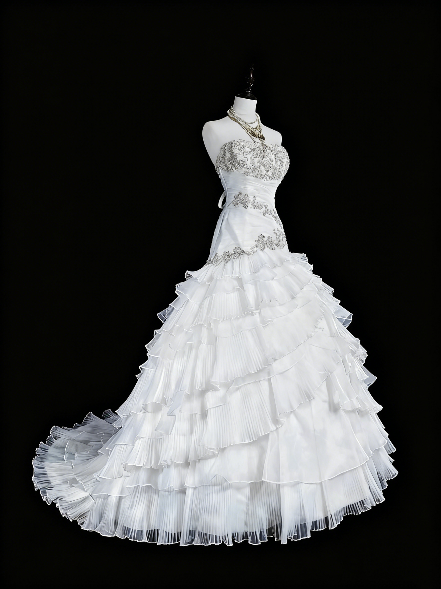 Elegant Wedding Dress Strapless Tulle Tiered Wedding Dress Dress  D3888