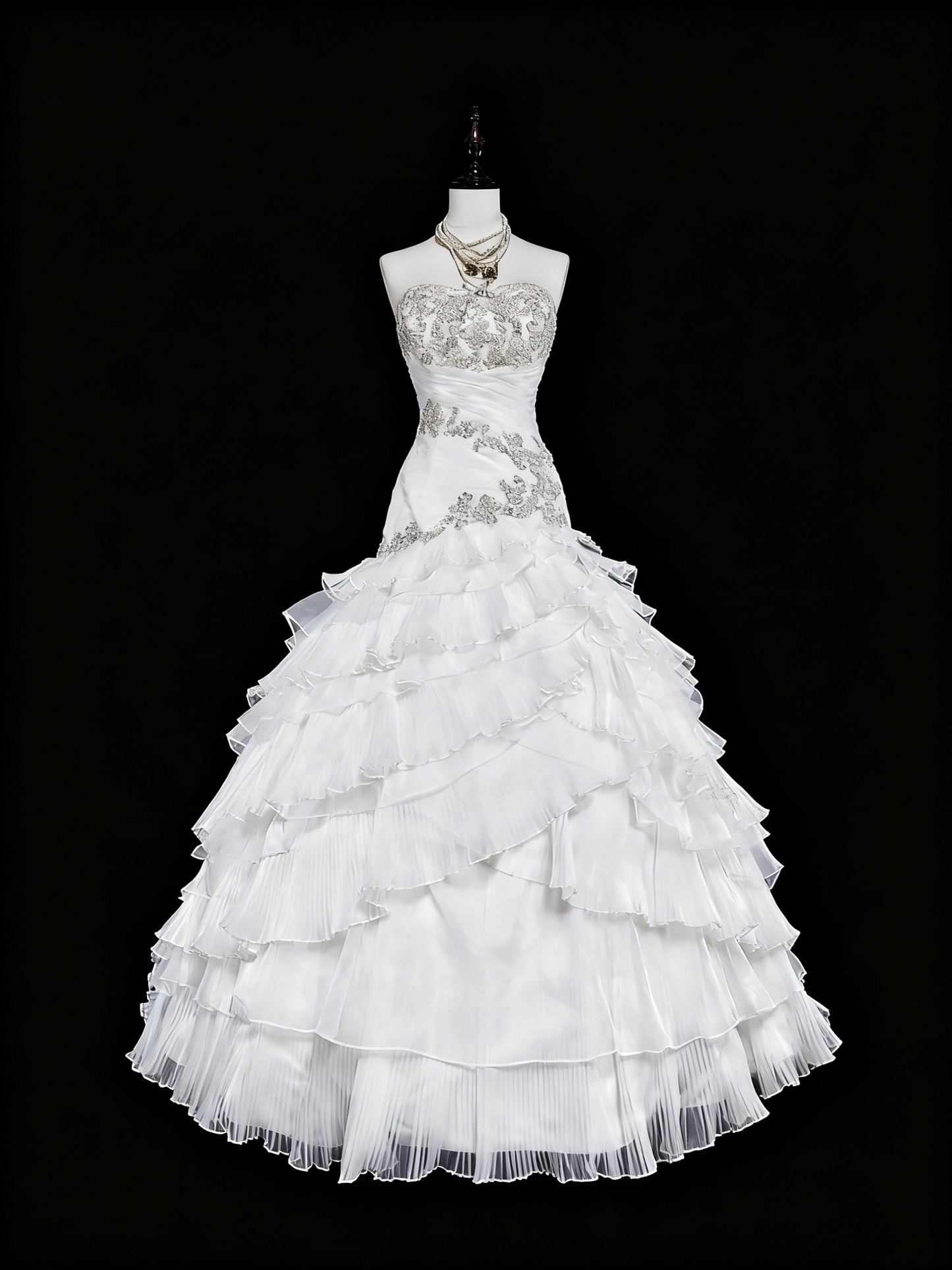 Elegant Wedding Dress Strapless Tulle Tiered Wedding Dress Dress  D3888