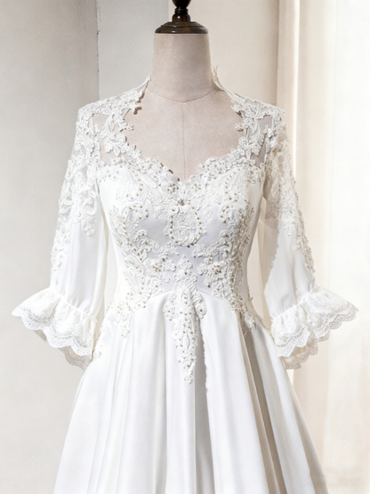 Retro Wedding Dress A Line Sweetheart Pleated Wedding Dress  D3891
