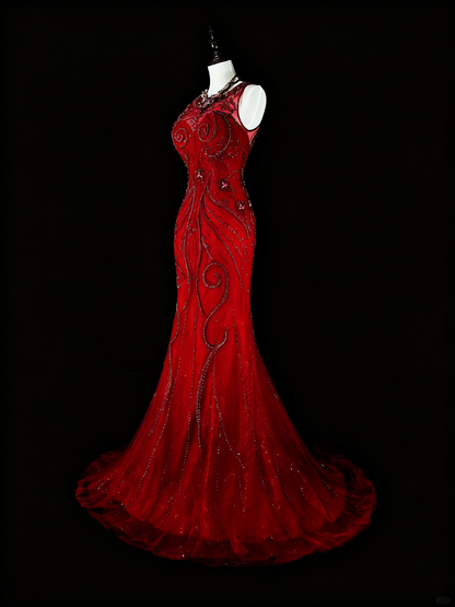 Gorgeous Prom Dress Crew Neck Mermaid Evening Dress Gala Dress        D3892