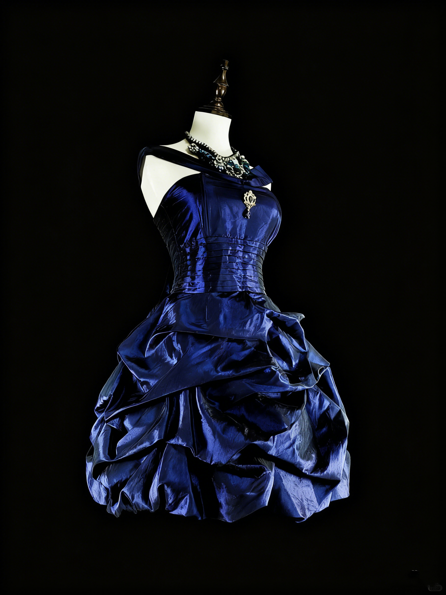New Arrival Homecoming Dress Dark Blue Crew Neck Pleated Short Prom Dress Back to School Outfits Cocktail Dress   D3896
