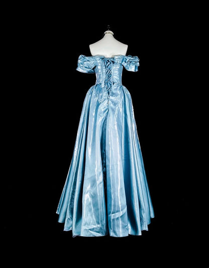 Newest Prom Dress Off Shoulder Pleated Evening Dress Gala Dress     D3905
