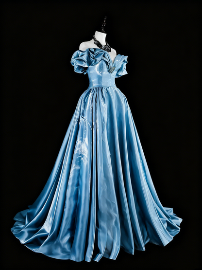 Newest Prom Dress Off Shoulder Pleated Evening Dress Gala Dress     D3905