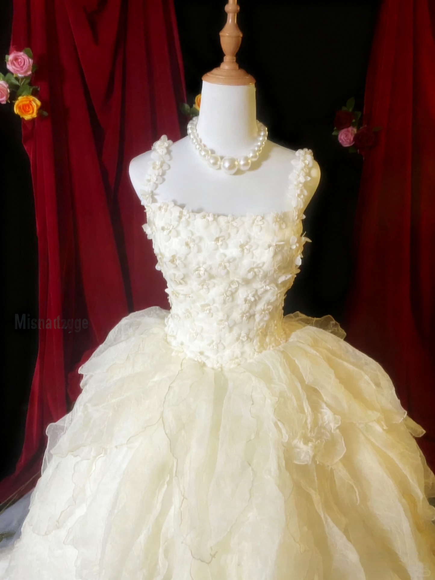 Elegant Prom Dress Square Neck Pleated Tulle Ball Gown Evening Dress Sweet 16 Dress  D3928