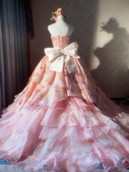 Pretty Prom Dress Sweetheart Tiered Ball Gown Evening Dress Quinceanera Dress  D3929