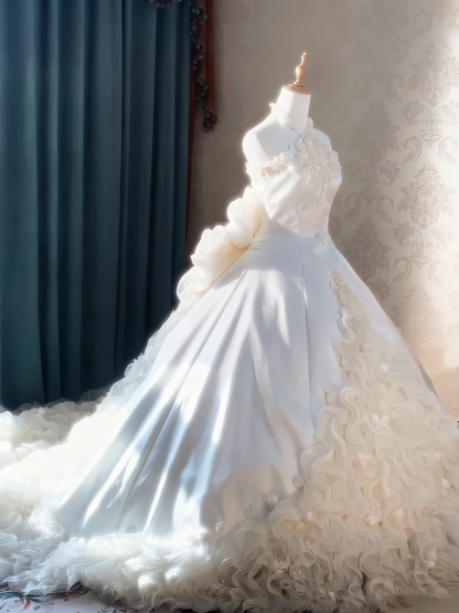 Retro Wedding Dress Halter Ruffle Wedding Dress  D3932