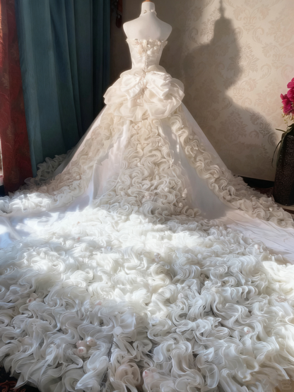 Retro Wedding Dress Halter Ruffle Wedding Dress  D3932