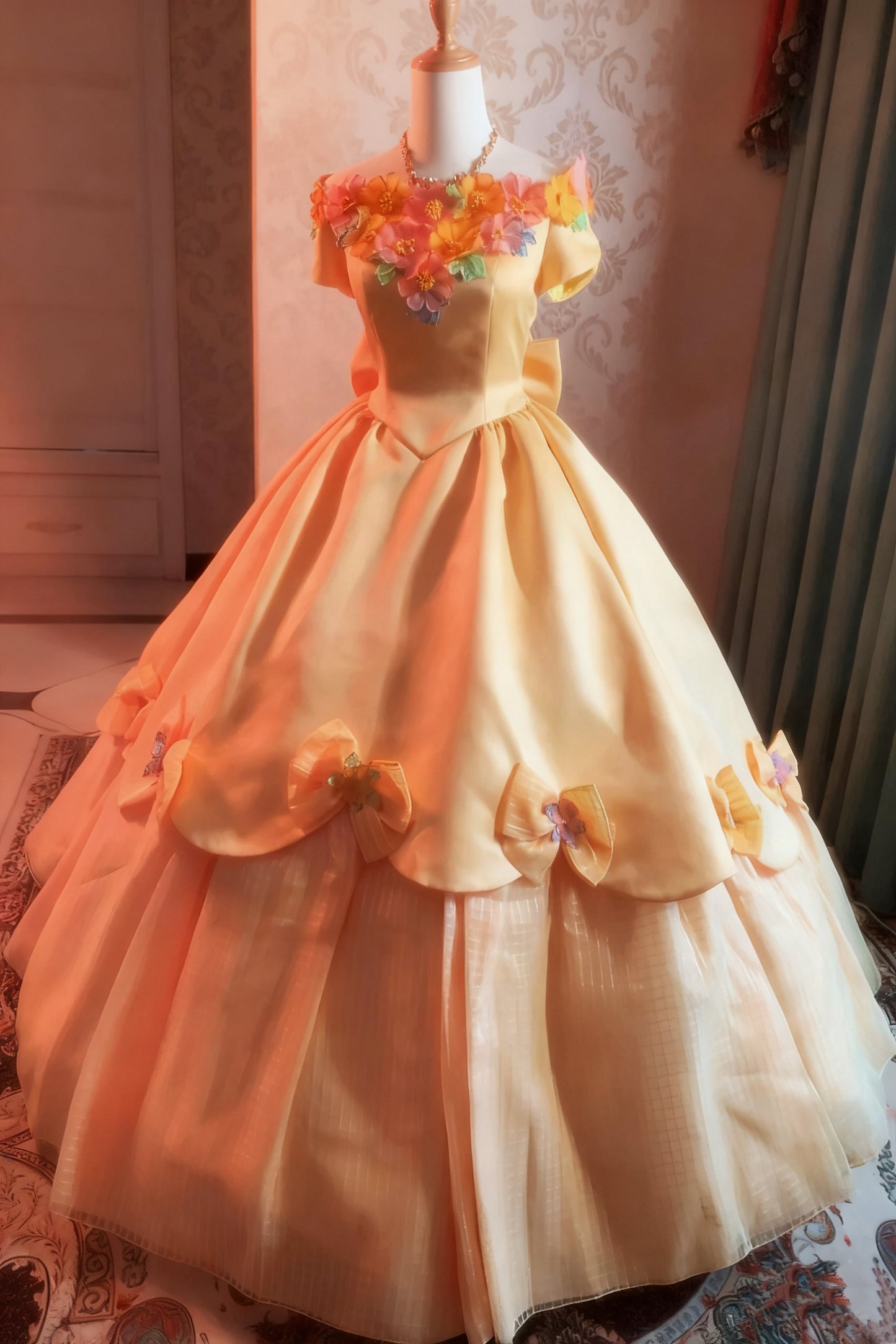 Newest Prom Dress Off Shoulder Flower Pleated Ball Gown Evening Dress Birthday Party Outfits  D3935