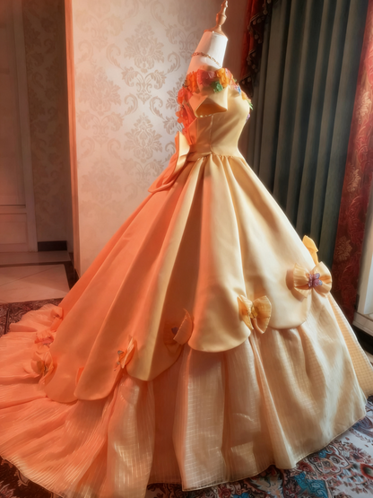 Newest Prom Dress Off Shoulder Flower Pleated Ball Gown Evening Dress Birthday Party Outfits  D3935