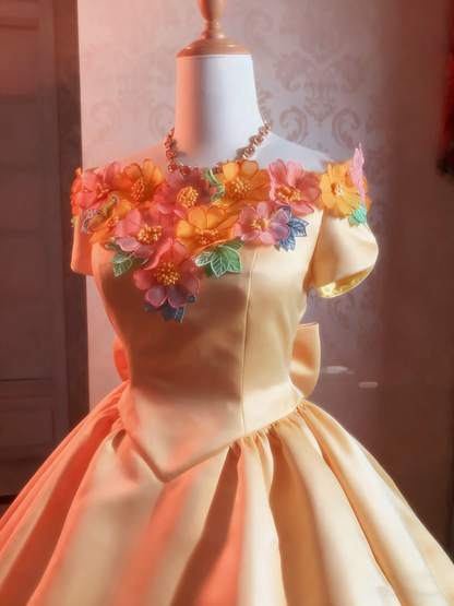 Newest Prom Dress Off Shoulder Flower Pleated Ball Gown Evening Dress Birthday Party Outfits  D3935
