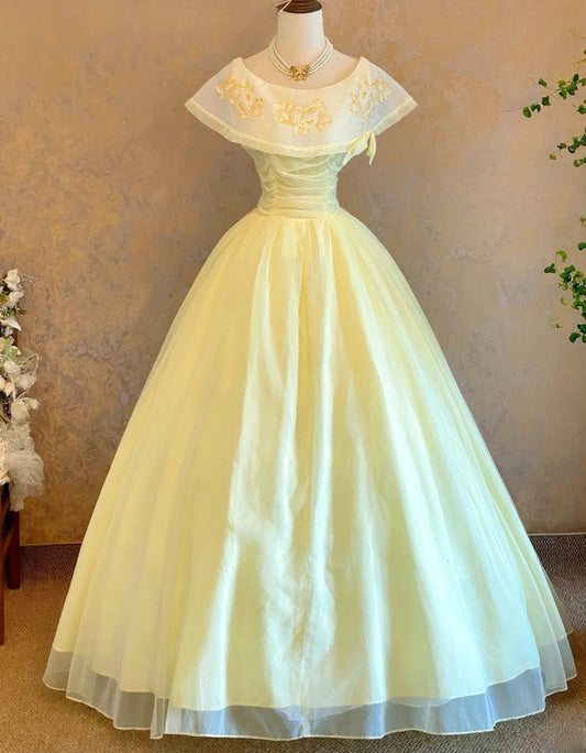 Newest Prom Dress Crew Neck Pleated Tulle Ball Gown Evening Dress Quinceanera Dress    D3964