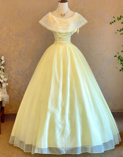 Newest Prom Dress Crew Neck Pleated Tulle Ball Gown Evening Dress Quinceanera Dress    D3964