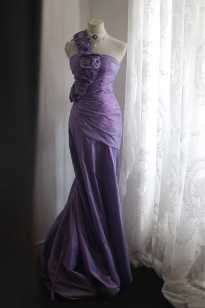 Elegant Prom Dress One Shoulder Pleated Evening Dress Gala Dress   D3968
