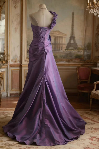 Elegant Prom Dress One Shoulder Pleated Evening Dress Gala Dress   D3968