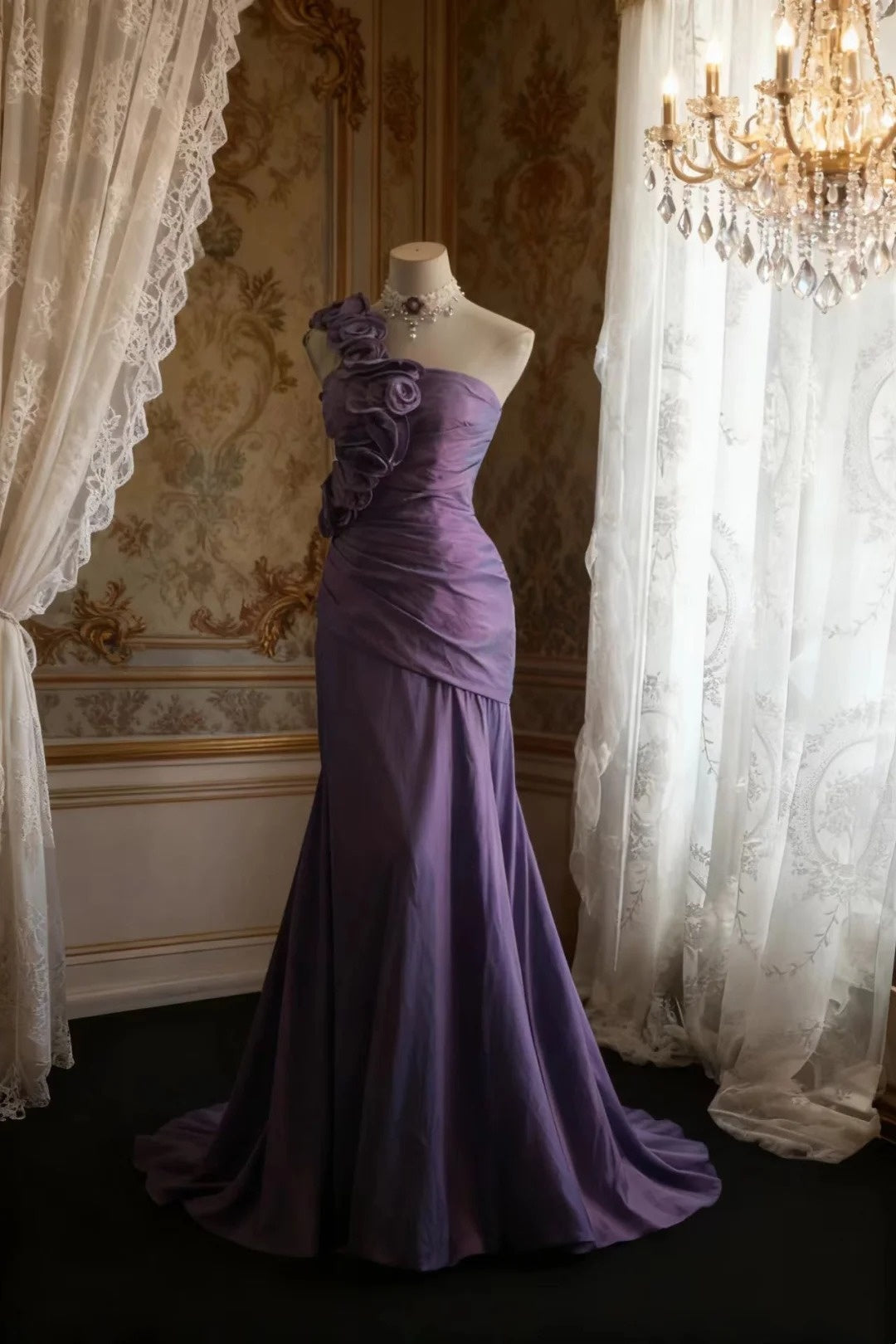 Elegant Prom Dress One Shoulder Pleated Evening Dress Gala Dress   D3968