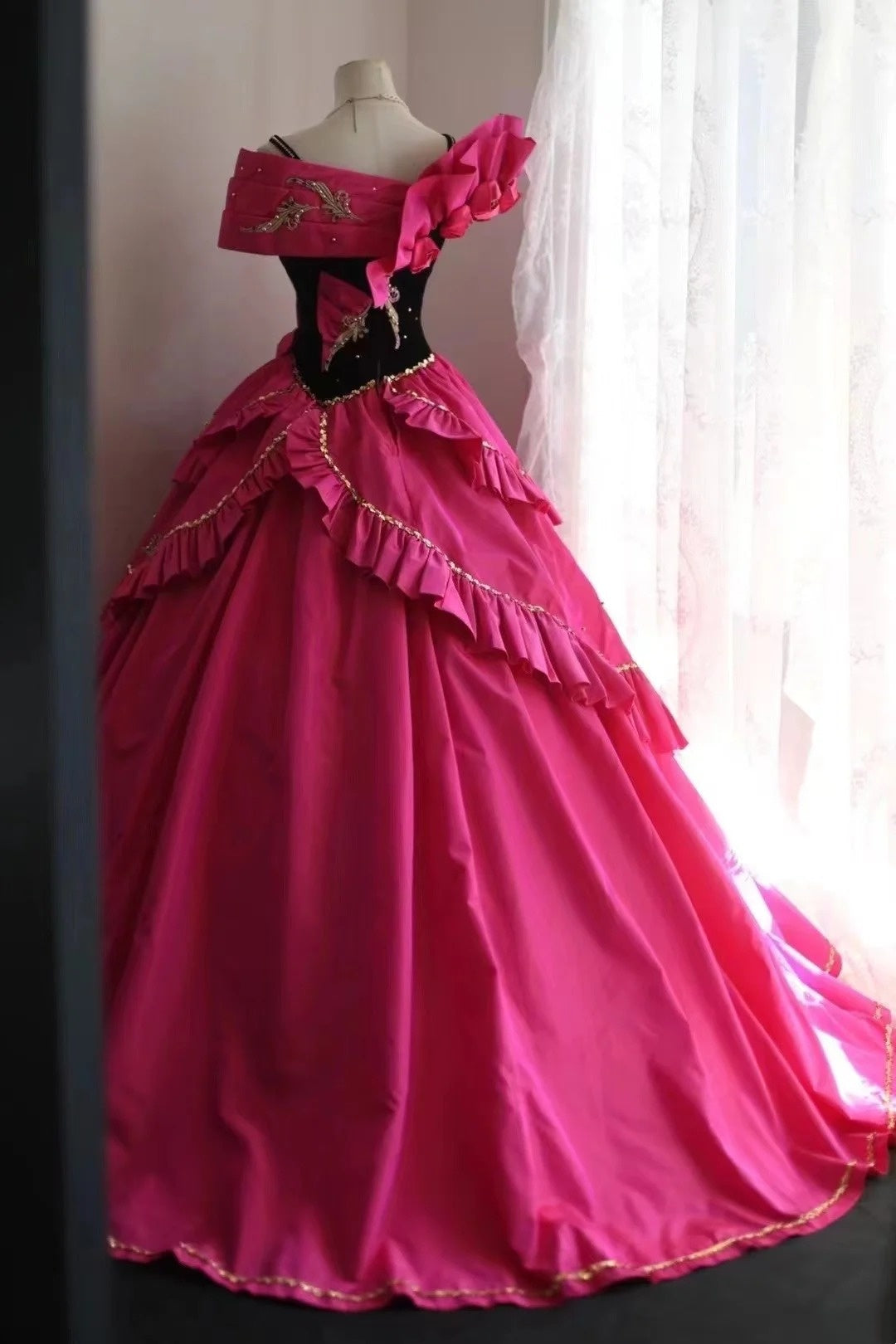 New Design Prom Dress Asymmetrical Neck Pleated Evening Dress Sweet 16 Dress Ball Gown    D3990