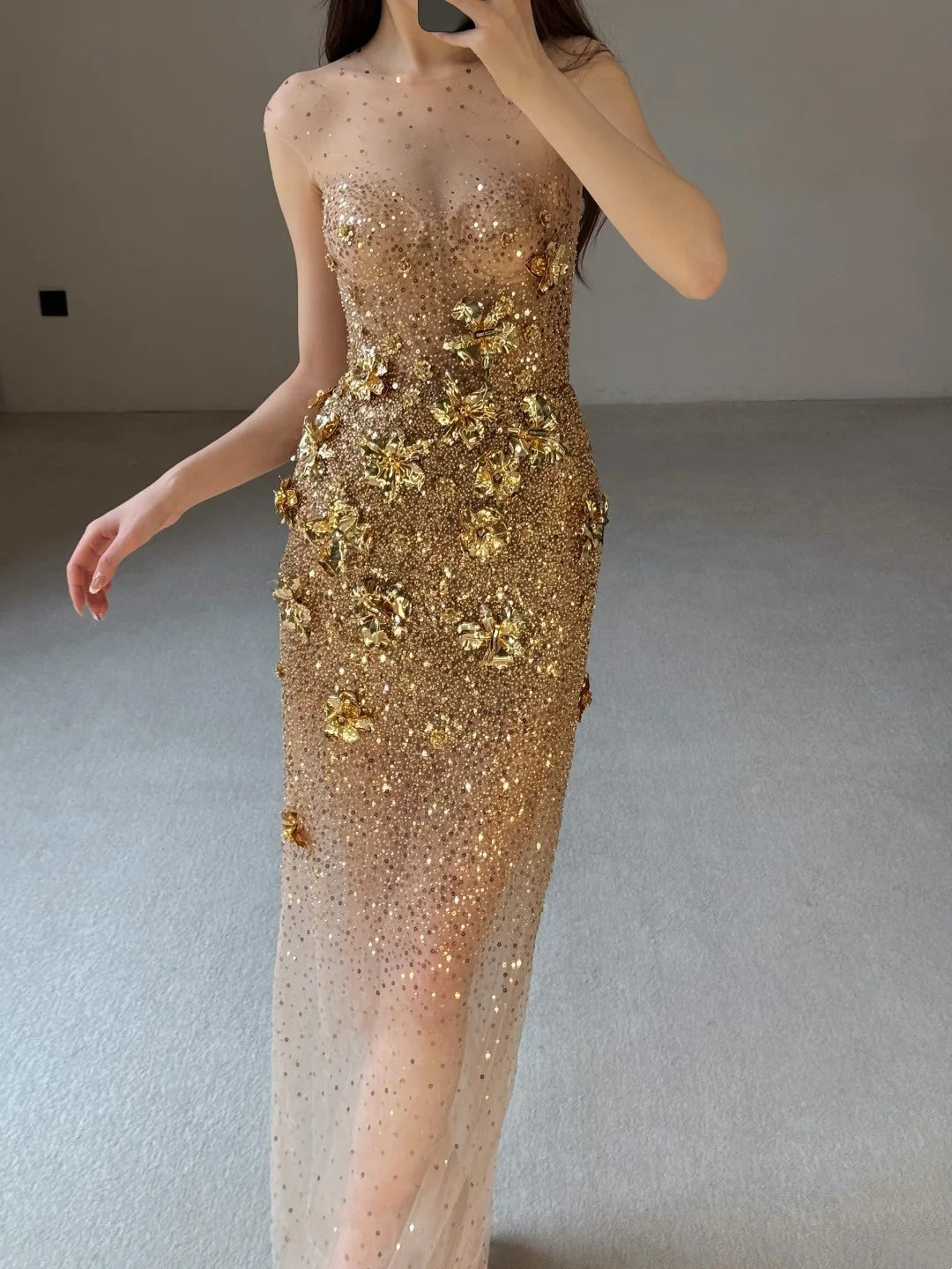 Shiny Prom Dress Crew Neck Evening Dress Birthday Party Dress Gala Dress  D4020