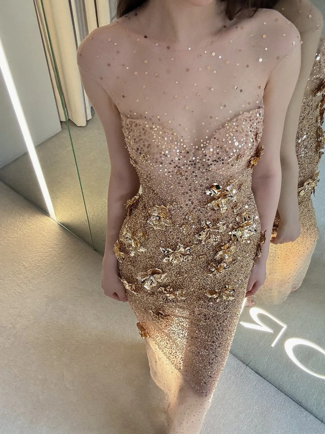 Shiny Prom Dress Crew Neck Evening Dress Birthday Party Dress Gala Dress  D4020