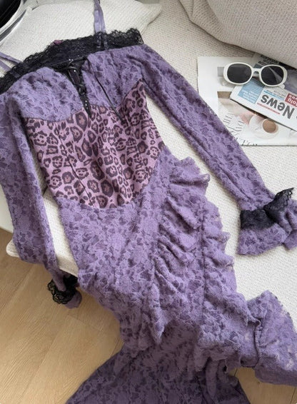 Newest Women Dress Spaghetti Straps Long Sleeves Slit Birthday Outfits Seaside Party Dress D4027