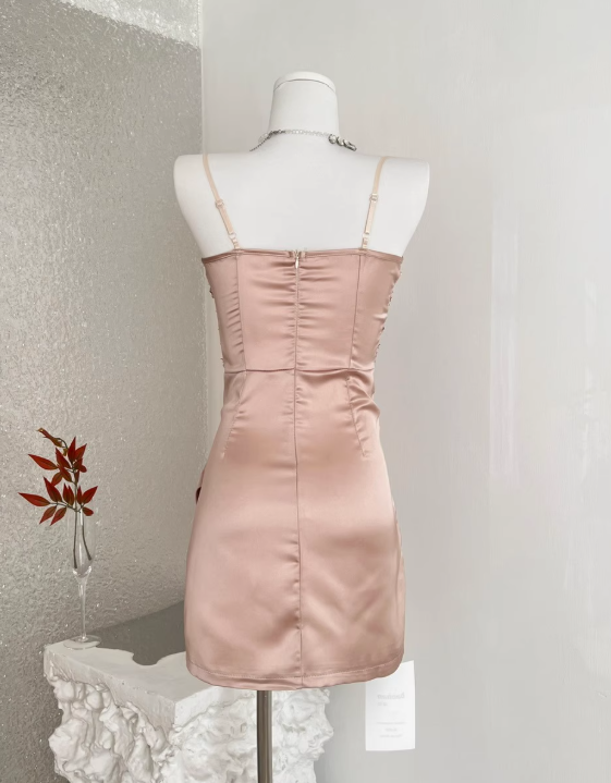 Shiny Women Dress Spaghetti Straps Pleated Short Birthday Party Outfits Seaside Dress    D4029