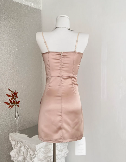 Shiny Women Dress Spaghetti Straps Pleated Short Birthday Party Outfits Seaside Dress    D4029