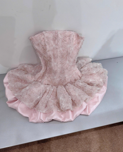 New Arrival Homecoming Dress Strapless Pleated Short Prom Dress Cocktail Dress Birthday Party Dress  D4043