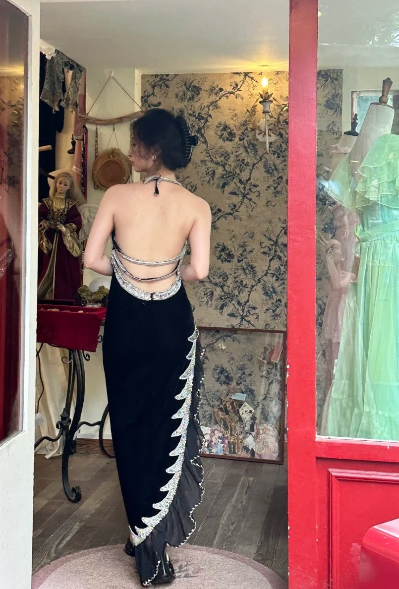 Gorgeous Prom Dress Halter Gala Dress Evening Dress Birthday Party Outfits   D4068