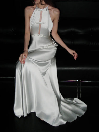 Pretty Wedding Dress Halter Bowknot Wedding Dress    D4077