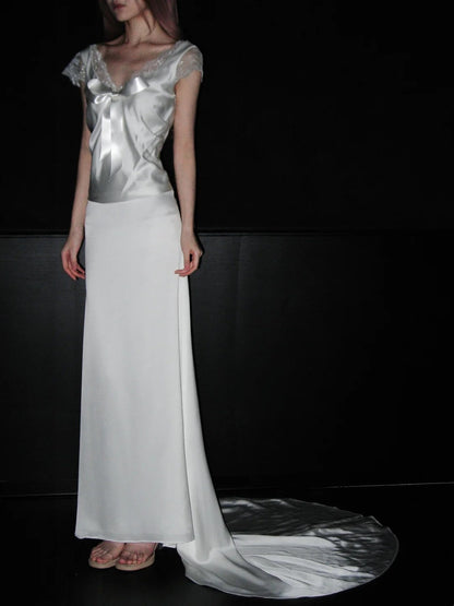 Popular Wedding Dress V-neck Lace Wedding Dress   D4079