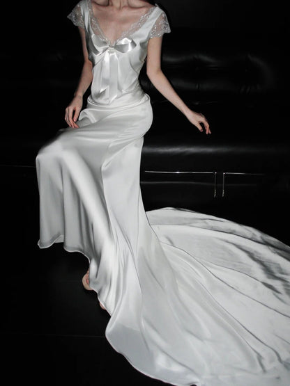Popular Wedding Dress V-neck Lace Wedding Dress   D4079