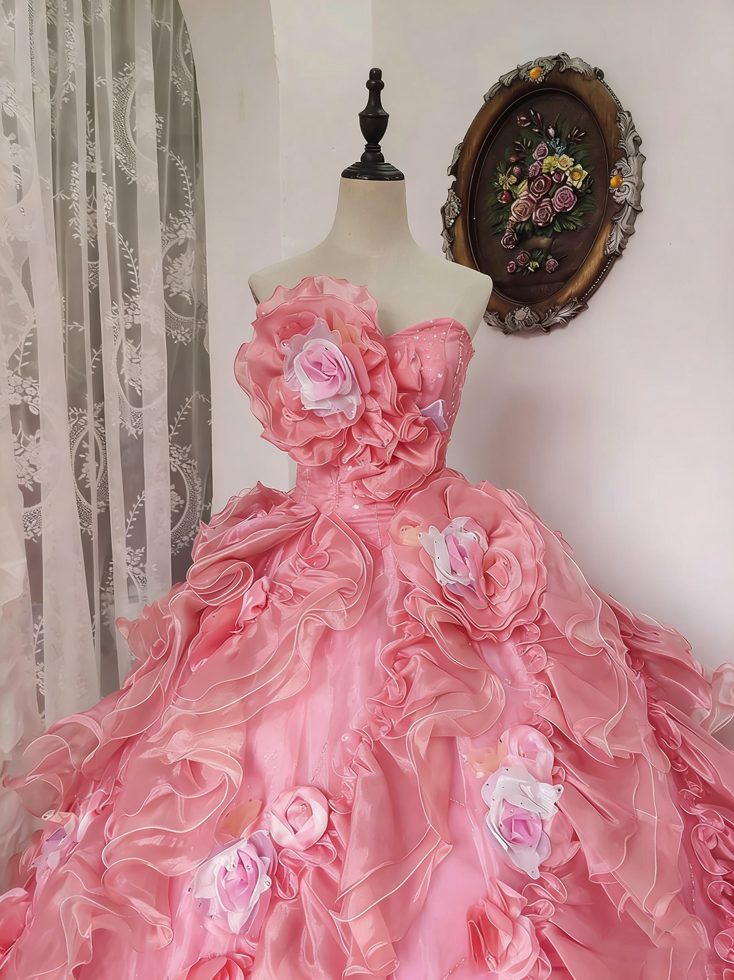 Newest Prom Dress Sweetheart Ruffle Ball Gown Evening Dress Quinceanera Dress Birthday Party Outfits   D4089
