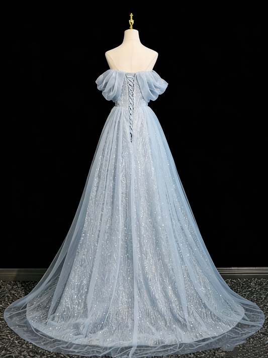 Stunning Prom Dress Off Shoulder Pleated Tulle Gala Dress Evening Dress   D4107