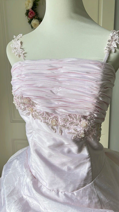 Newest Prom Dress Spaghetti Straps Pleated Ball Gown Evening Dress Quinceanera Dress     D4115