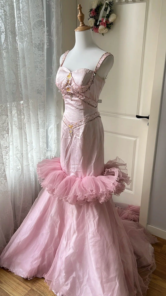 New Arrival Prom Dress Spaghetti Straps Mermaid Evening Dress Gala Dress Birthday Party Outfits   D4128