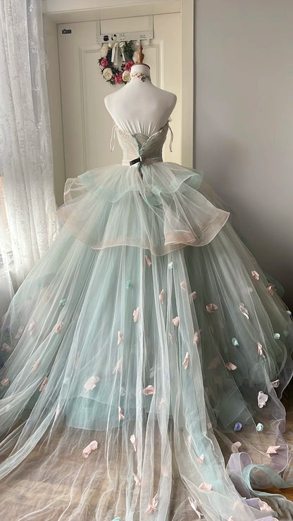 Charming Prom Dress Sweetheart Pleated Tulle Ball Gown Evening Dress Quinceanera Dress       D4148