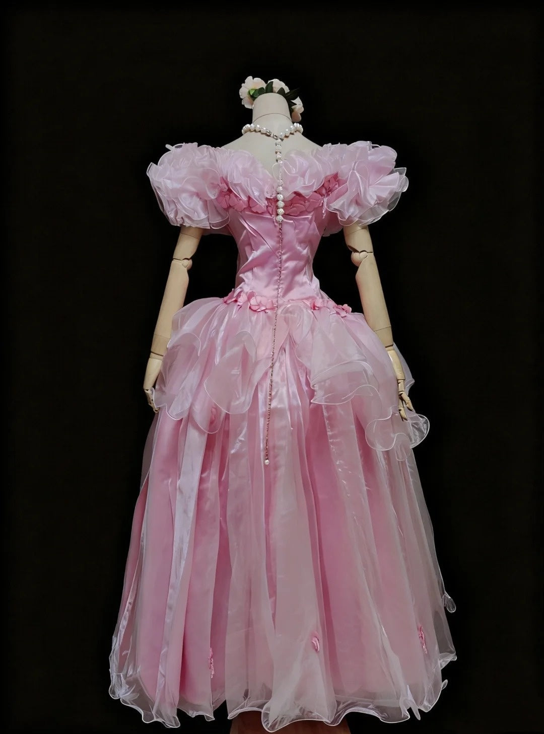 Retro Prom Dress Crew Neck Ruffle Pleated Ball Gown Quinceanera Dress Evening Dress       D4194