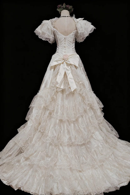 Retro Wedding Dress Sweetheart Pleated Tulle Wedding Dress  D4196