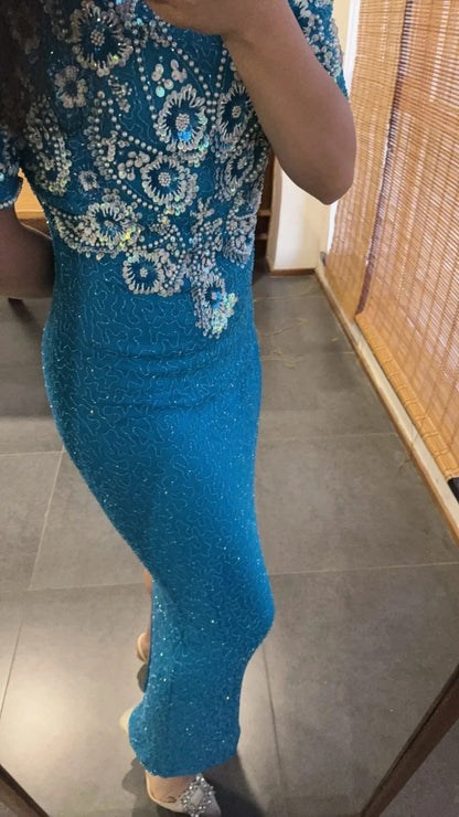 Shiny Prom Dress Crew Neck Gala Dress Evening Dress Formal Dress  D4201